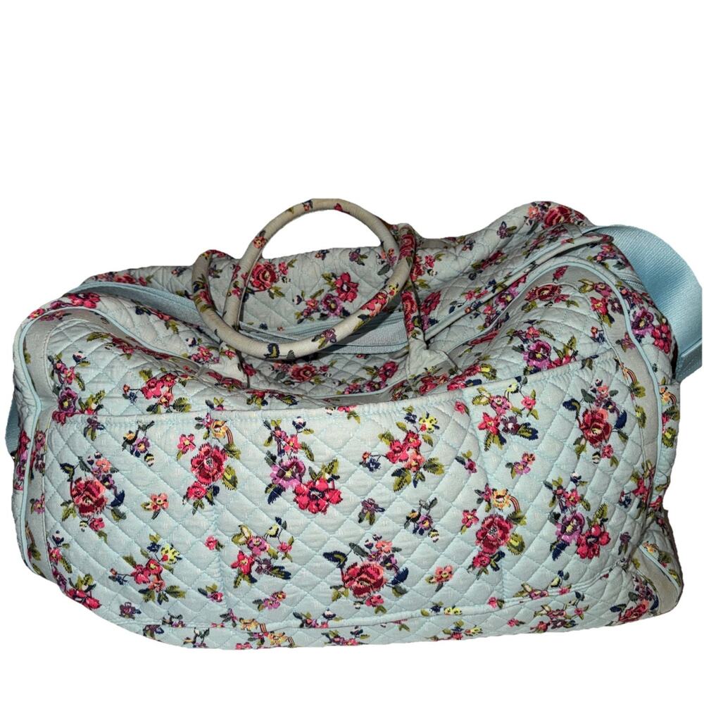Vera Bradley Soft Shoulder Bag Carry On Blue Floral Water Bouquet EUC Perfect